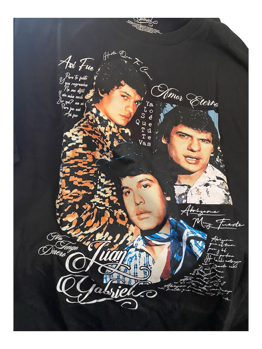 Black Graphic Band Portrait Tee - Juan Gabriel Style